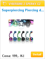 Barevný piercing do pupíku